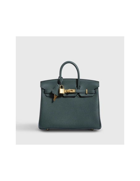 Hermes Birkin 25 Togo Vert Fonce Gold Hardware,Hermes,BAGS