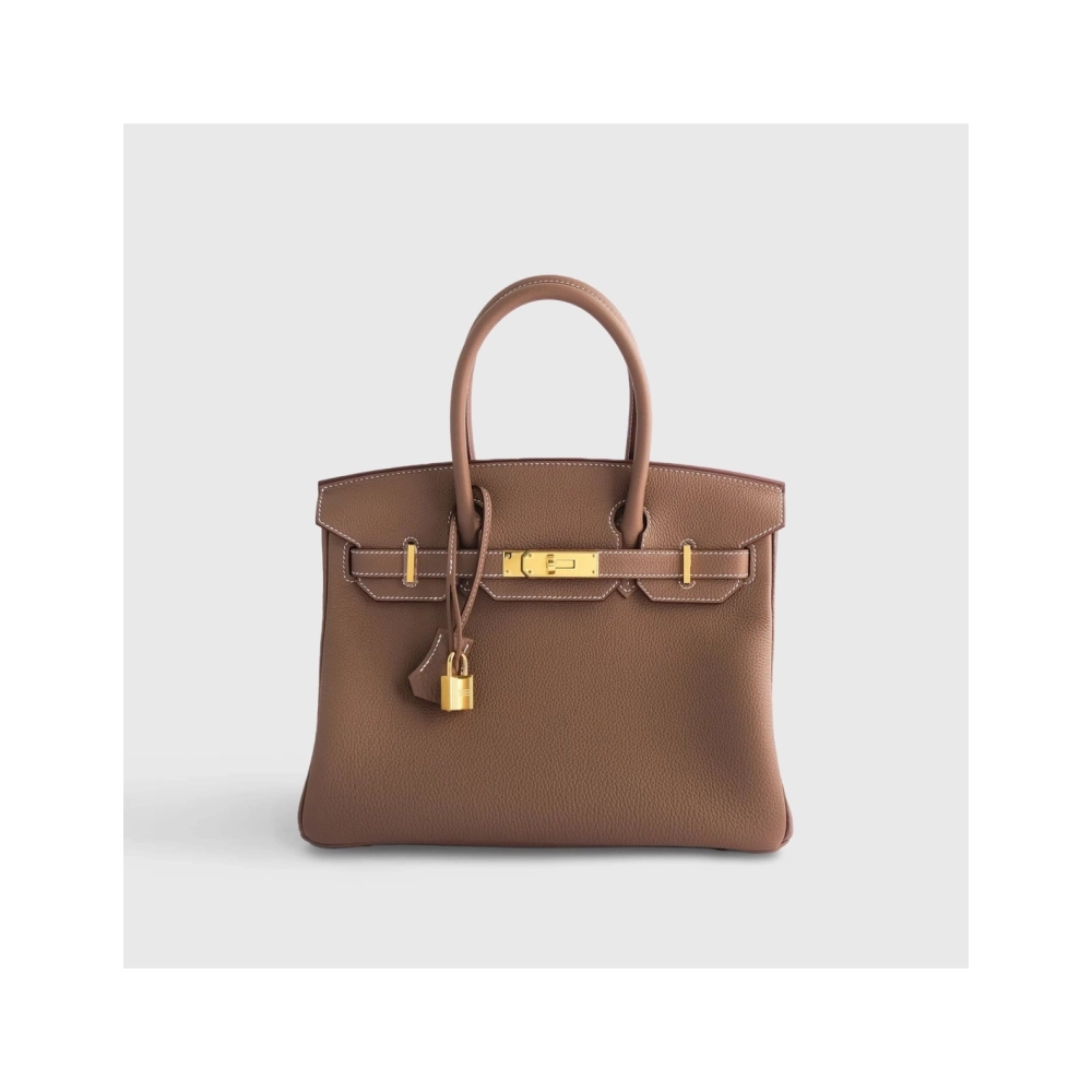 Hermes Birkin 30 Togo Etoupe Retourne Gold Hardware,Hermes,BAGS