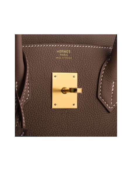 Hermes Birkin 30 Togo Etoupe Retourne Gold Hardware,Hermes,BAGS