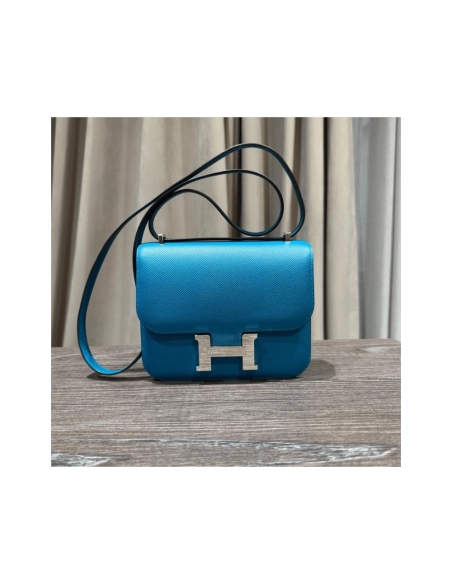 Hermes Bleu Izmir Constance 18 Epsom Palladium Hardware,Hermes,BAGS