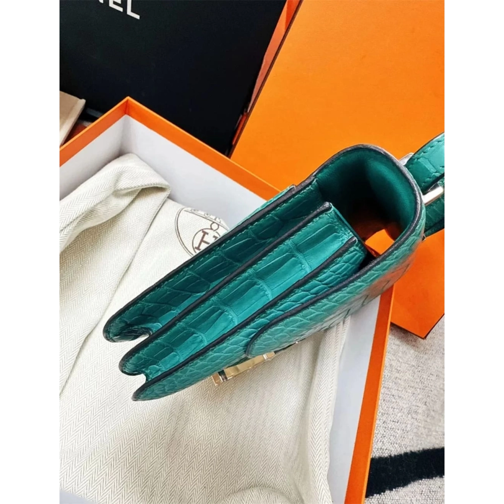 Hermes Constance 19 Bleu Paon Matte Alligator Leather Palladium Hardware,Hermes,BAGS