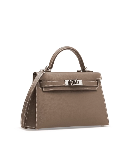 Hermes Etoupe Epsom Mini Kelly 20 Ll Palladium Hardware,Hermes,BAGS