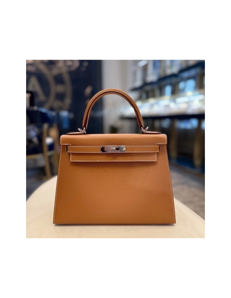Hermes Gold Kelly 28 Sellier Epsom Palladium Hardware,Hermes,BAGS