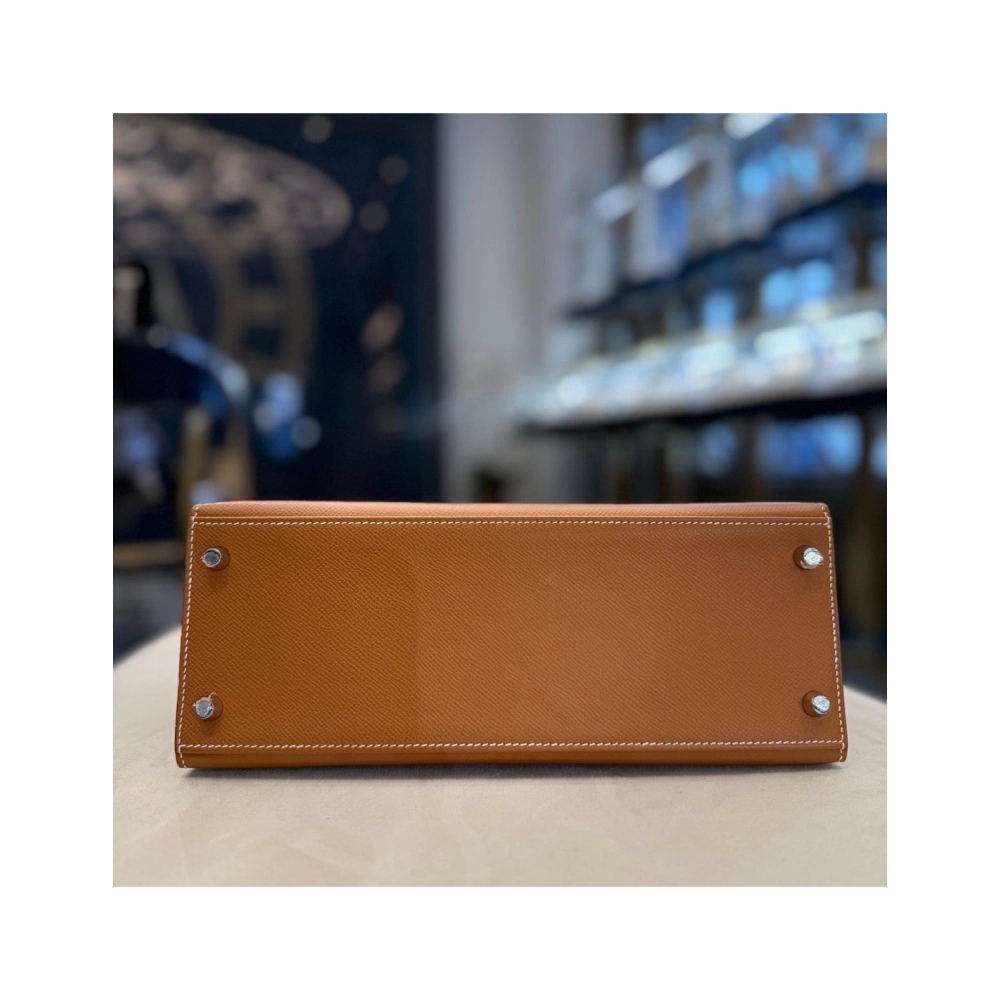 Hermes Gold Kelly 28 Sellier Epsom Palladium Hardware,Hermes,BAGS