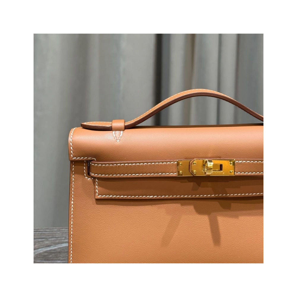 Hermes Gold Kelly Pochette Clutch Swift Gold Hardware,Hermes,BAGS