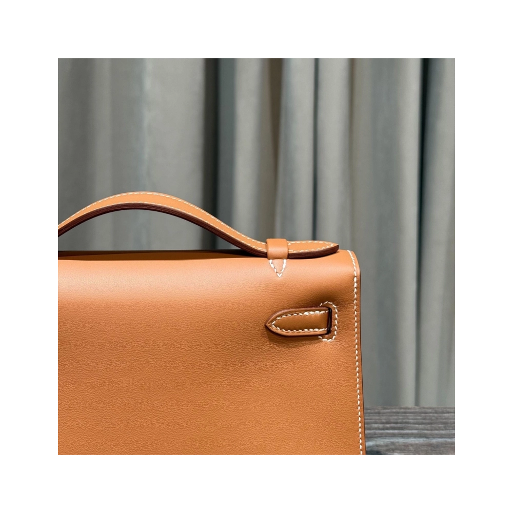 Hermes Gold Kelly Pochette Clutch Swift Gold Hardware,Hermes,BAGS