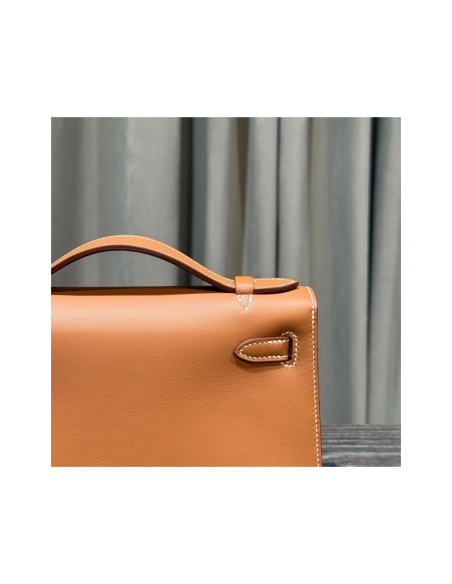 Hermes Gold Kelly Pochette Clutch Swift Gold Hardware,Hermes,BAGS