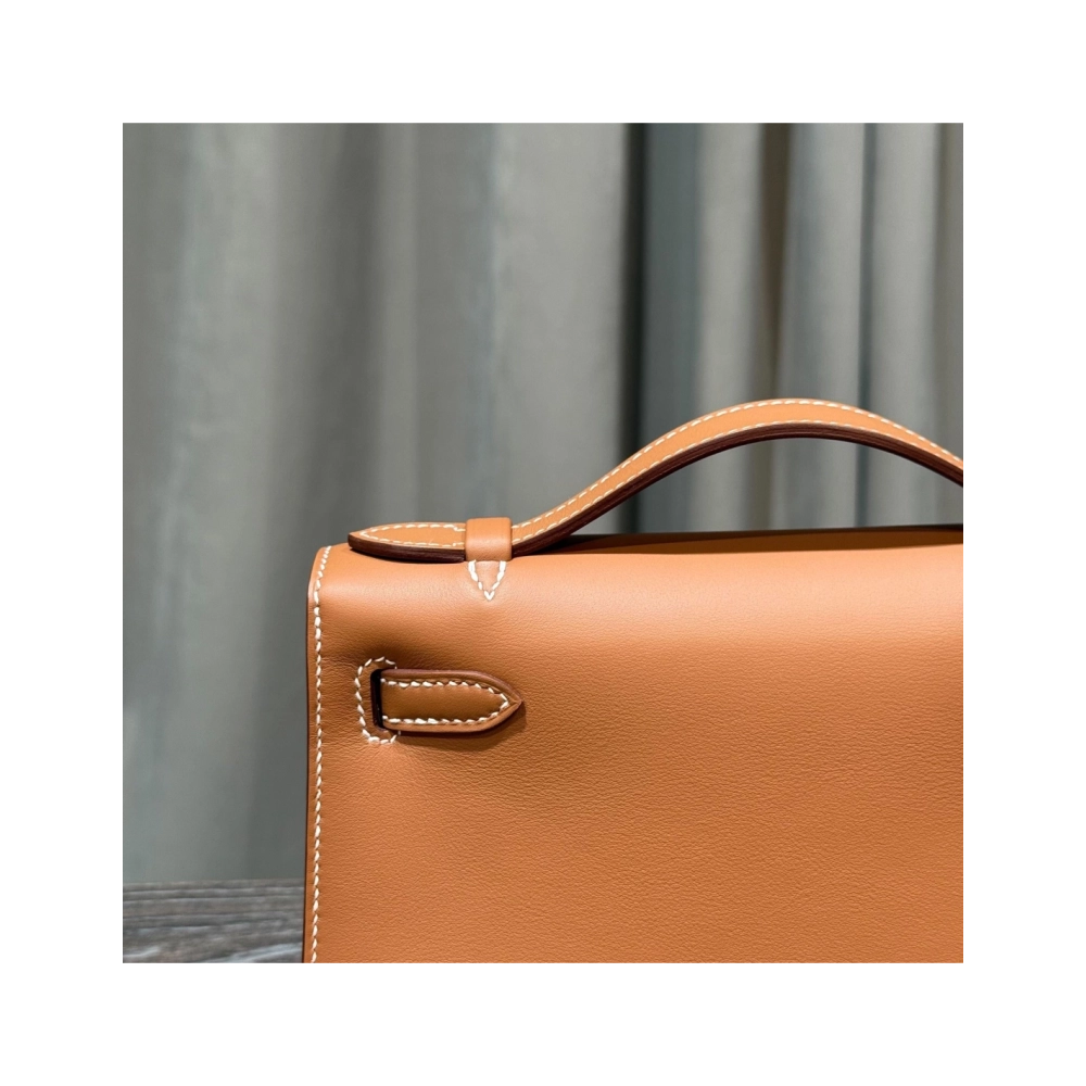 Hermes Gold Kelly Pochette Clutch Swift Gold Hardware,Hermes,BAGS