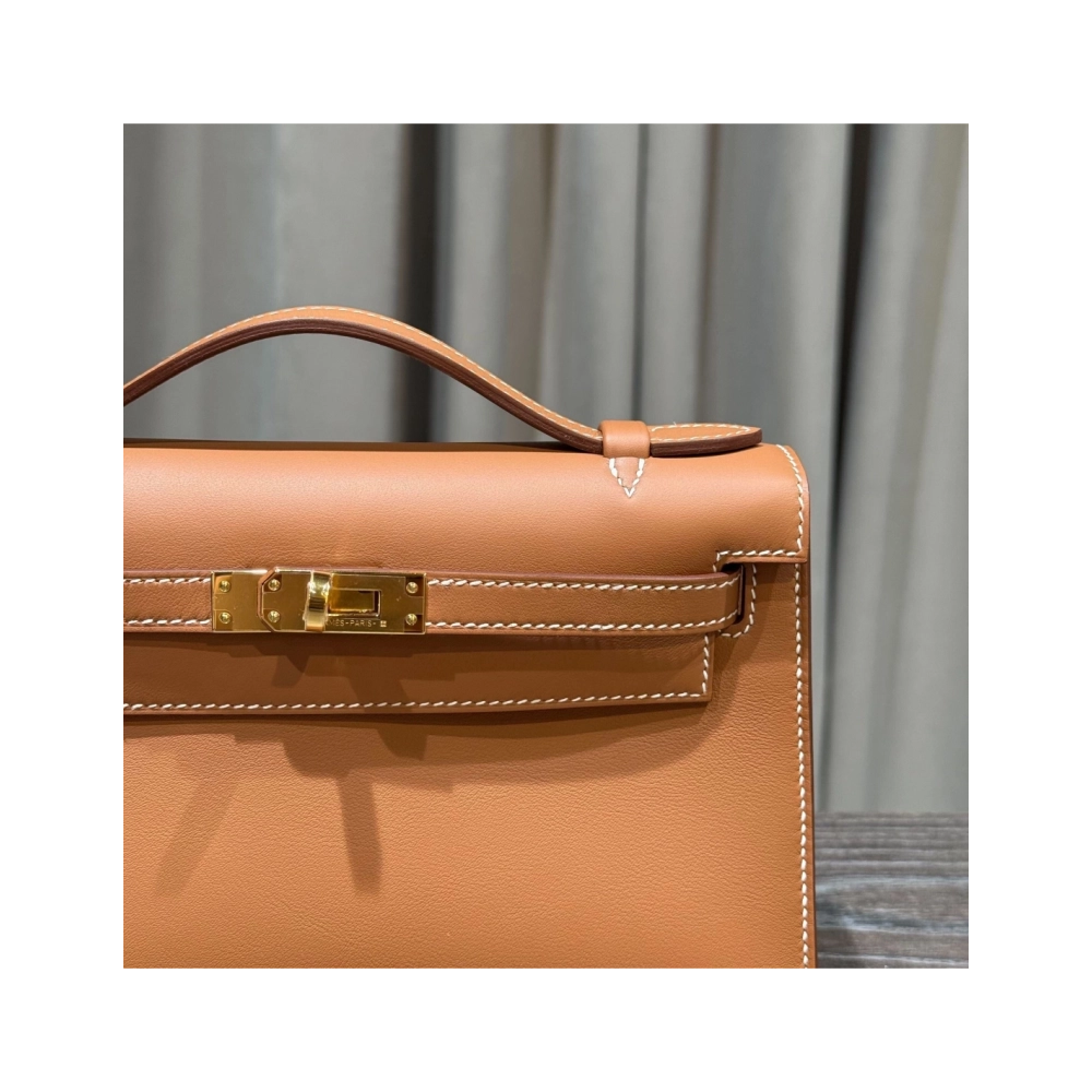 Hermes Gold Kelly Pochette Clutch Swift Gold Hardware,Hermes,BAGS