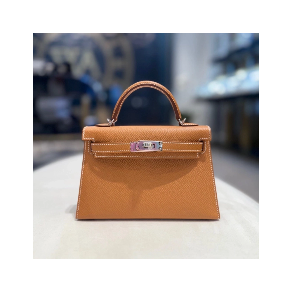Hermes Gold Mini Kelly Sellier 20 Epsom Palladium Hardware,Hermes,BAGS