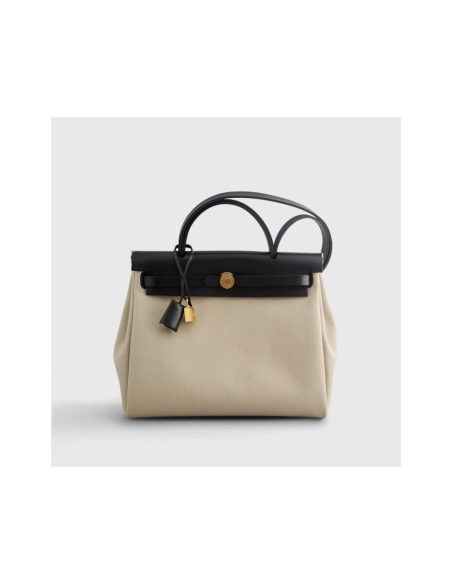 Hermes Herbag Zip 31 Toila Beton Black Retourne Gold Hardware,Hermes,BAGS