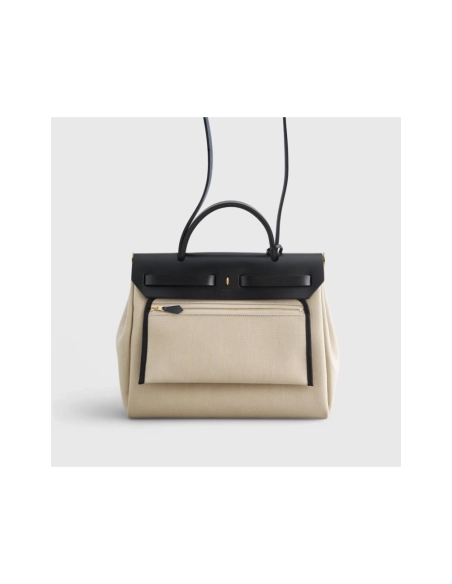 Hermes Herbag Zip 31 Toila Beton Black Retourne Gold Hardware,Hermes,BAGS