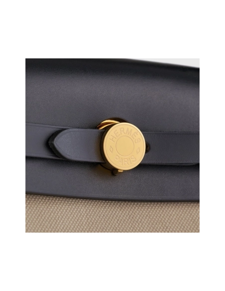 Hermes Herbag Zip 31 Toila Beton Black Retourne Gold Hardware,Hermes,BAGS