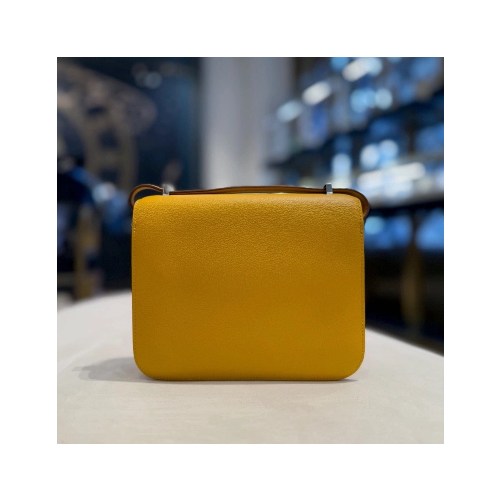 Hermes Jaune Amber And Rose Lipstick Constance 18 Verso Veau Evercolor Palladium Hardware,Hermes,BAGS