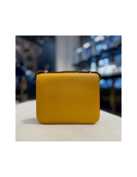 Hermes Jaune Amber And Rose Lipstick Constance 18 Verso Veau Evercolor Palladium Hardware,Hermes,BAGS