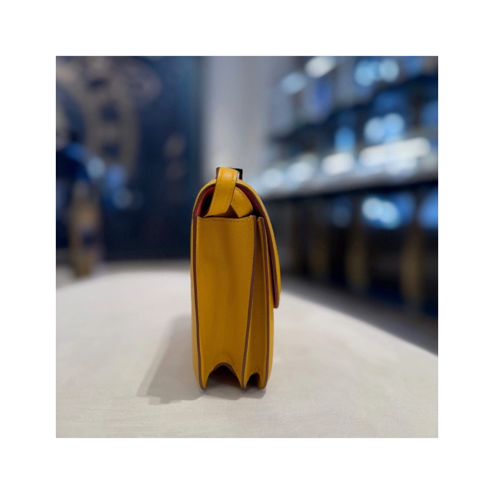 Hermes Jaune Amber And Rose Lipstick Constance 18 Verso Veau Evercolor Palladium Hardware,Hermes,BAGS