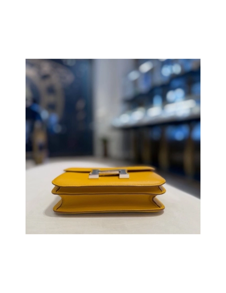 Hermes Jaune Amber And Rose Lipstick Constance 18 Verso Veau Evercolor Palladium Hardware,Hermes,BAGS