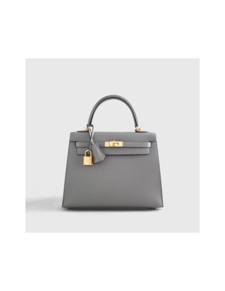 Hermes Kelly 25 Veau Madame Gris Meyer Sellier Gold Hardware,Hermes,BAGS