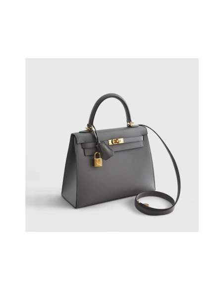 Hermes Kelly 25 Veau Madame Gris Meyer Sellier Gold Hardware,Hermes,BAGS