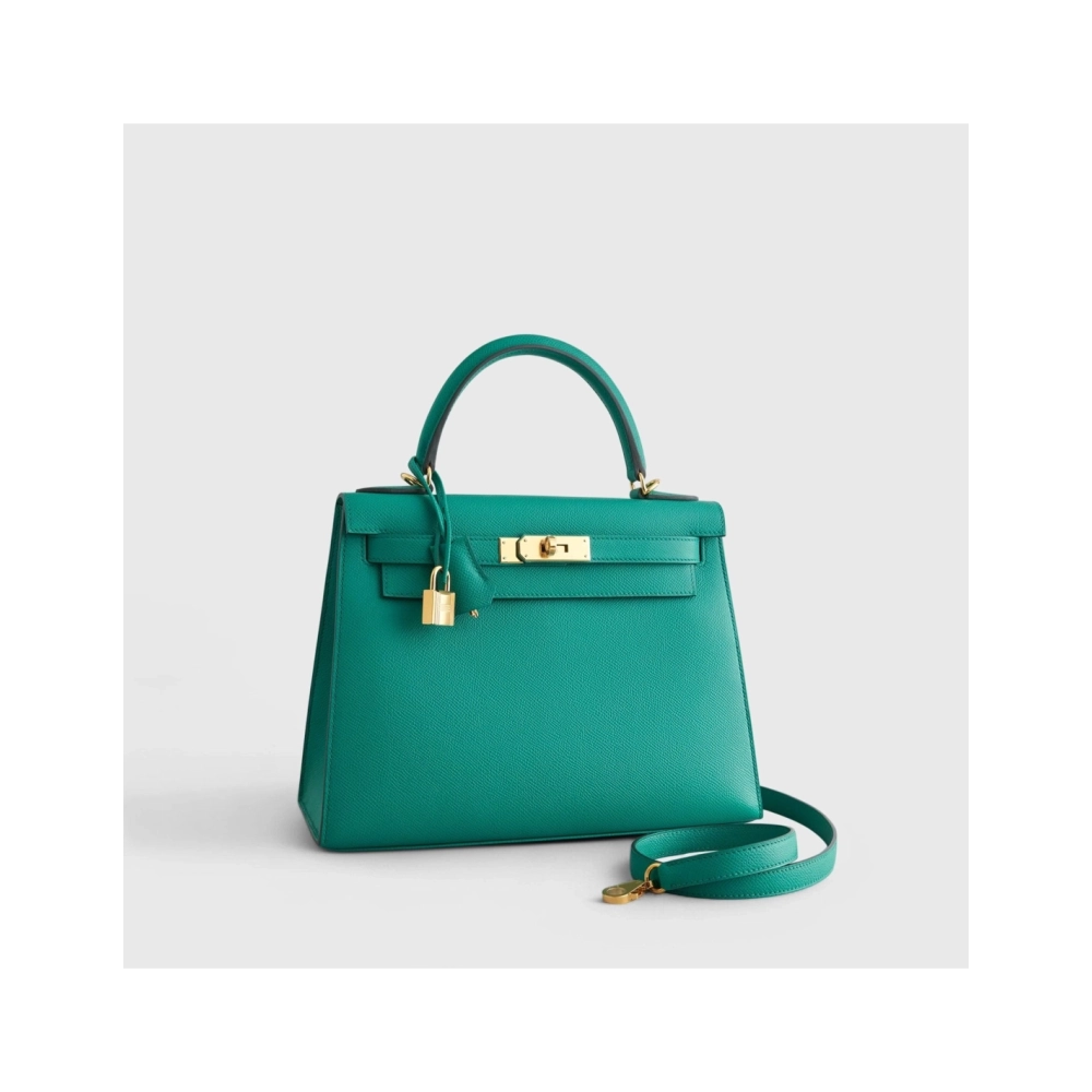 Hermes Kelly 28 Epsom Vert Jade Sellier Gold Hardware,Hermes,BAGS