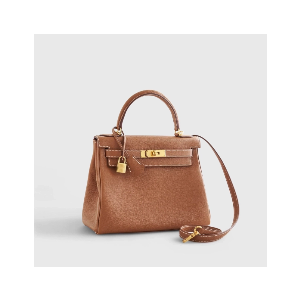 Hermes Kelly 28 Togo Gold Retourne W Nata Strap Gold Hardware,Hermes,BAGS
