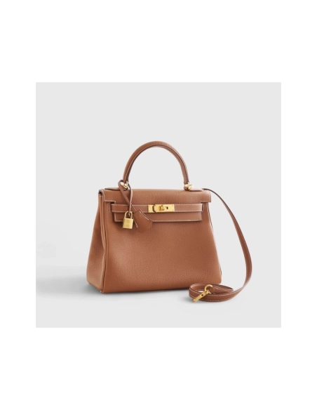 Hermes Kelly 28 Togo Gold Retourne W Nata Strap Gold Hardware,Hermes,BAGS