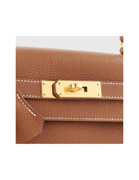 Hermes Kelly 28 Togo Gold Retourne W Nata Strap Gold Hardware,Hermes,BAGS