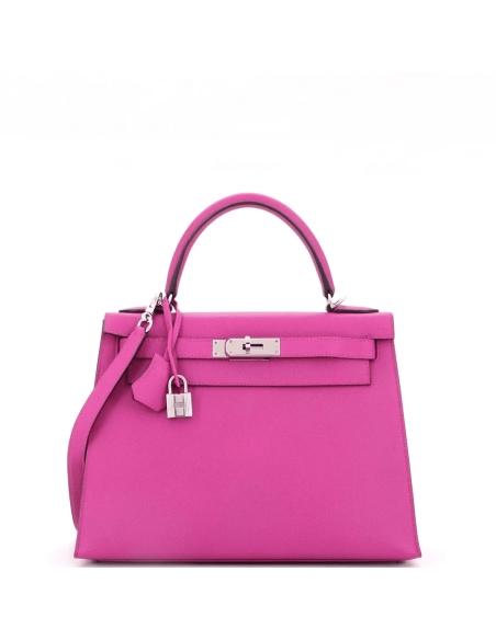 Hermes Kelly Handbag Pink Epsom With Palladium Hardware 25,Hermes,BAGS