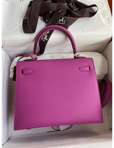 Hermes Kelly Handbag Pink Epsom With Palladium Hardware 25,Hermes,BAGS
