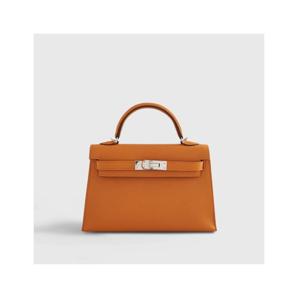 Hermes Kelly Mini Chevre Apricot Cuivre Sellier Palladium Hardware,Hermes,BAGS