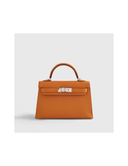 Hermes Kelly Mini Chevre Apricot Cuivre Sellier Palladium Hardware,Hermes,BAGS