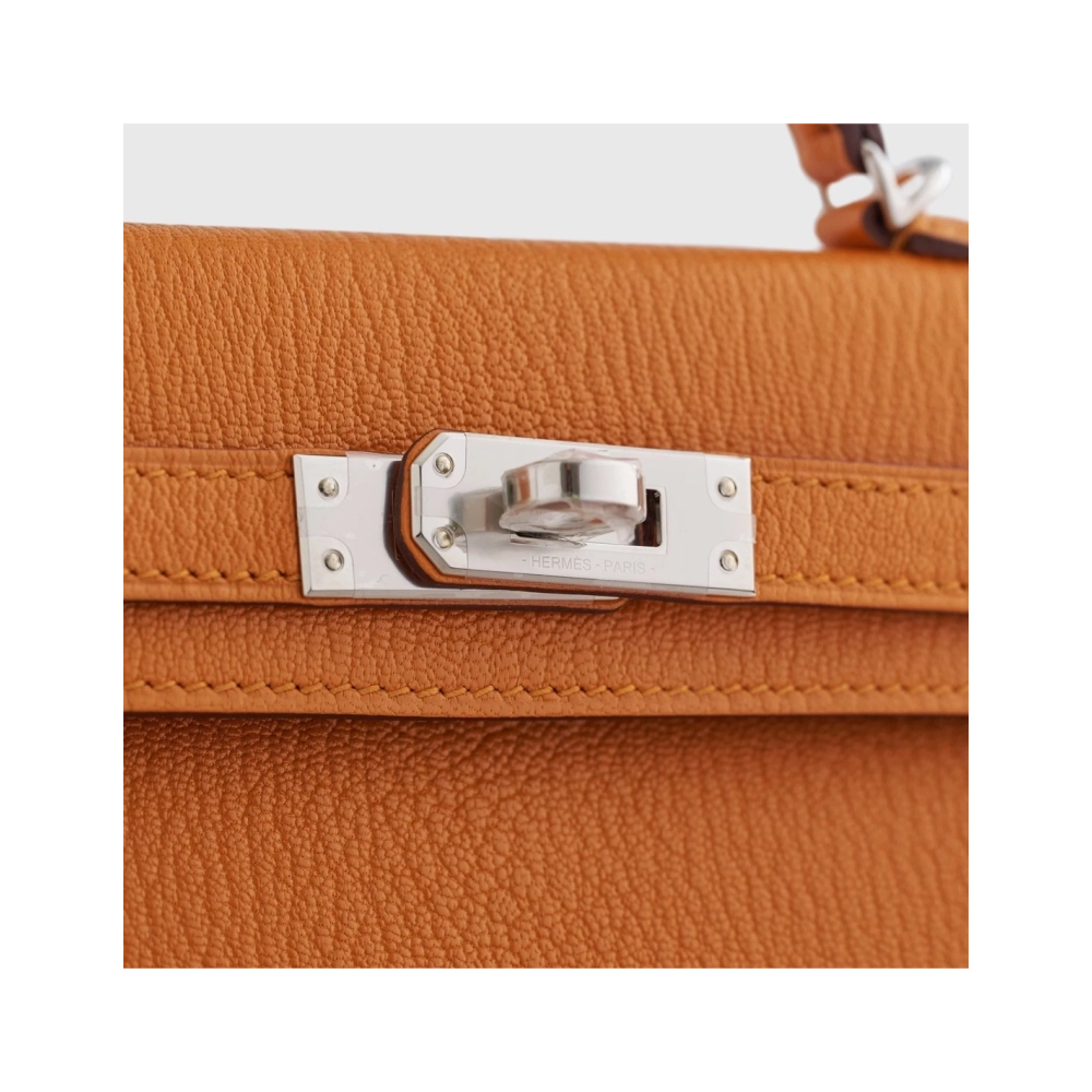 Hermes Kelly Mini Chevre Apricot Cuivre Sellier Palladium Hardware,Hermes,BAGS