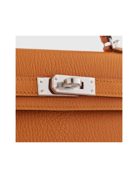 Hermes Kelly Mini Chevre Apricot Cuivre Sellier Palladium Hardware,Hermes,BAGS