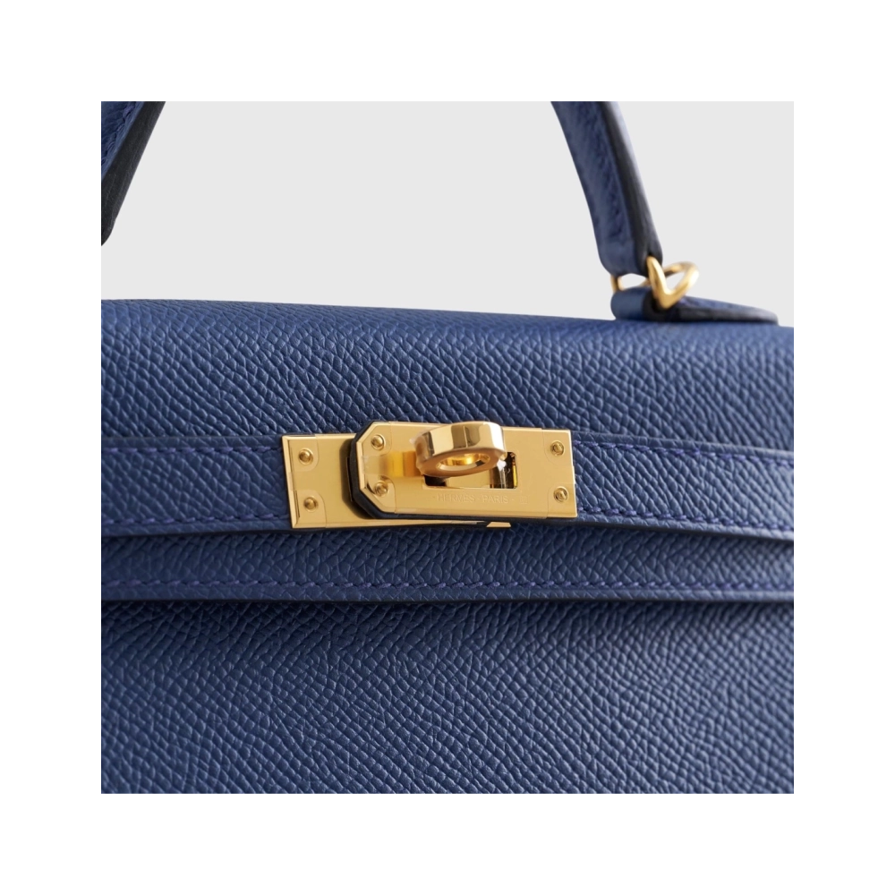 Hermes Kelly Mini Epsom Blue Navy Gold Hardware,Hermes,BAGS
