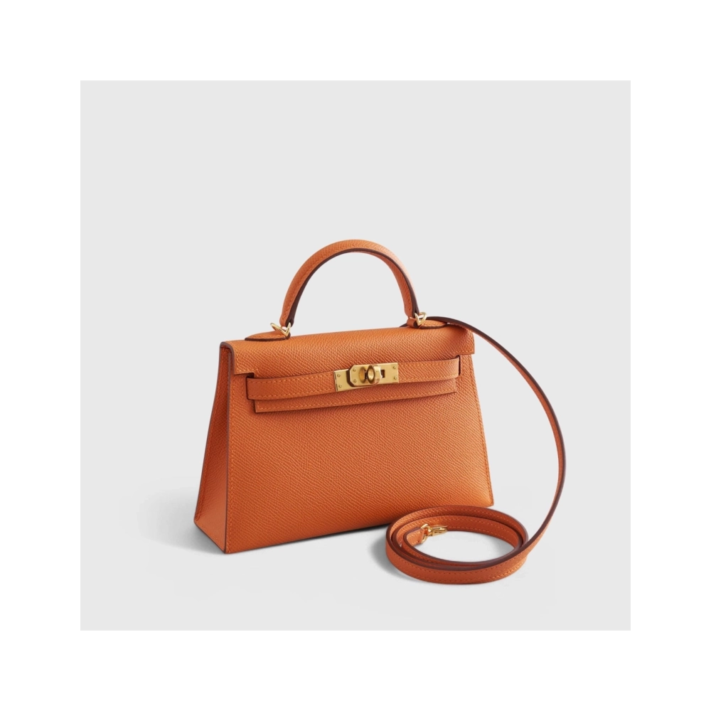 Hermes Kelly Mini Epsom Orange Gold Hardware,Hermes,BAGS