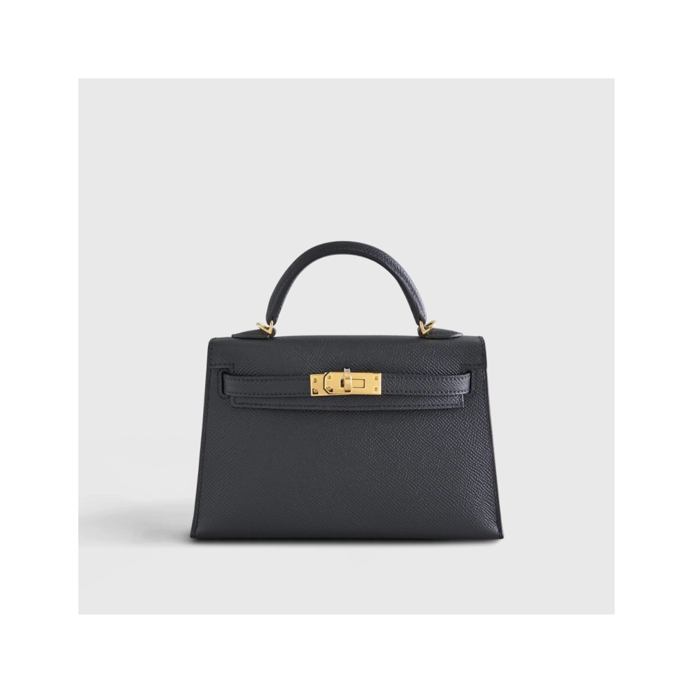 Hermes Kelly Mini Epsom Sellier Black Gold Hardware,Hermes,BAGS