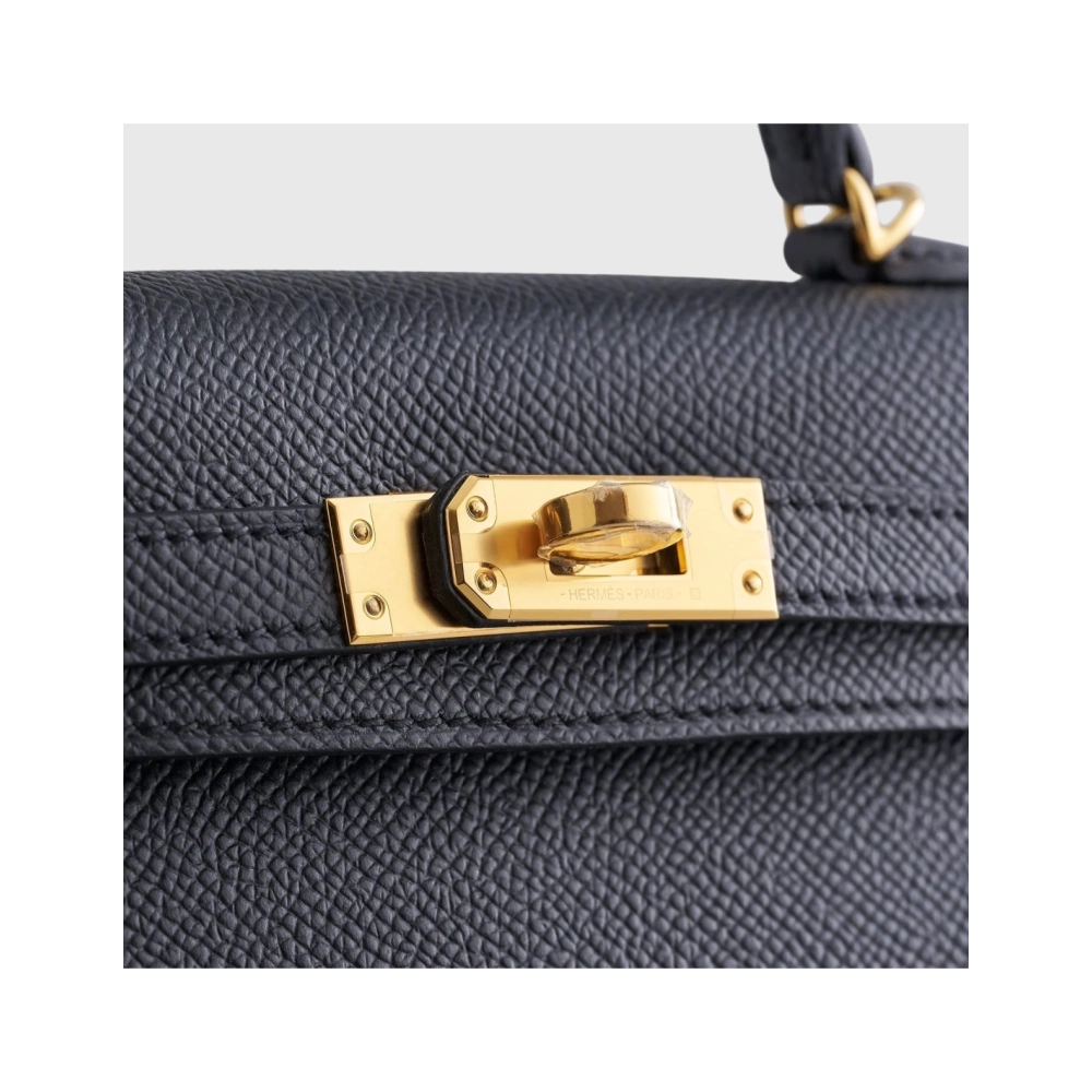 Hermes Kelly Mini Epsom Sellier Black Gold Hardware,Hermes,BAGS
