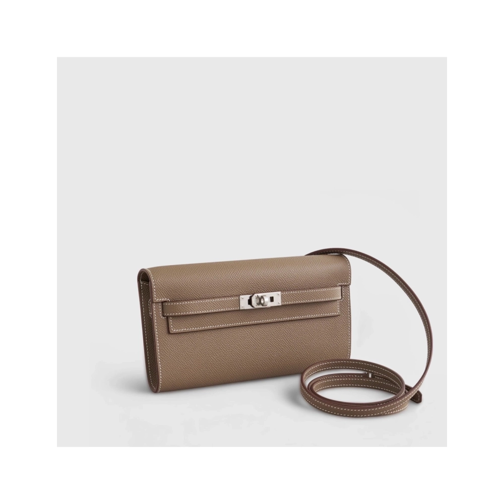 Hermes Kelly To Go Epsom Etoupe Sellier Palladium Hardware,Hermes,BAGS