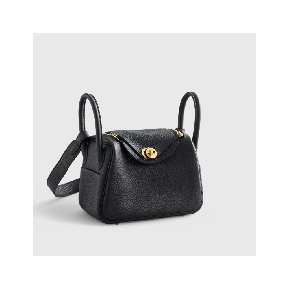 Hermes Lindy 20 Clemence Black Gold Hardware,Hermes,BAGS
