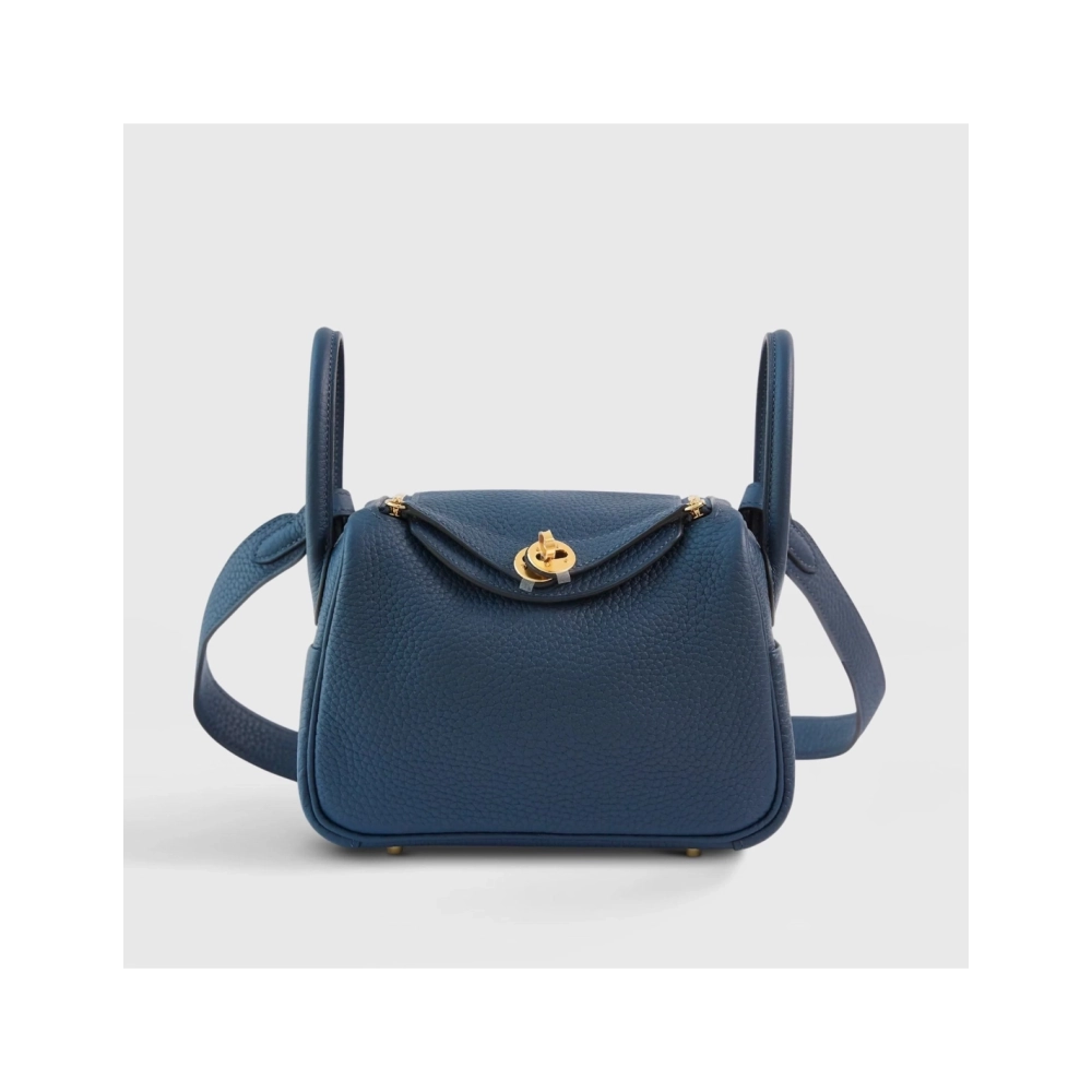 Hermes Lindy 20 Clemence Blue De Prusse Gold Hardware,Hermes,BAGS