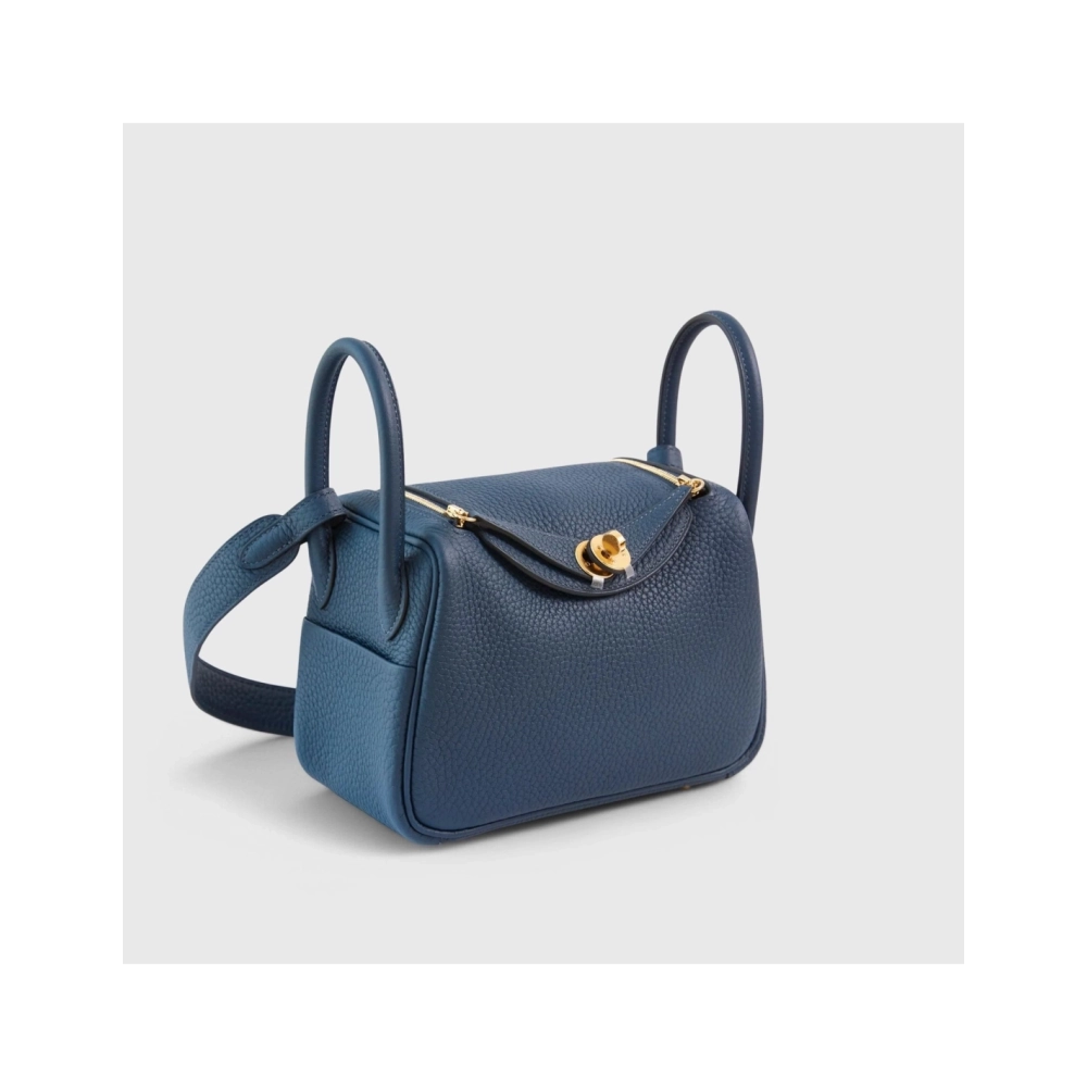 Hermes Lindy 20 Clemence Blue De Prusse Gold Hardware,Hermes,BAGS