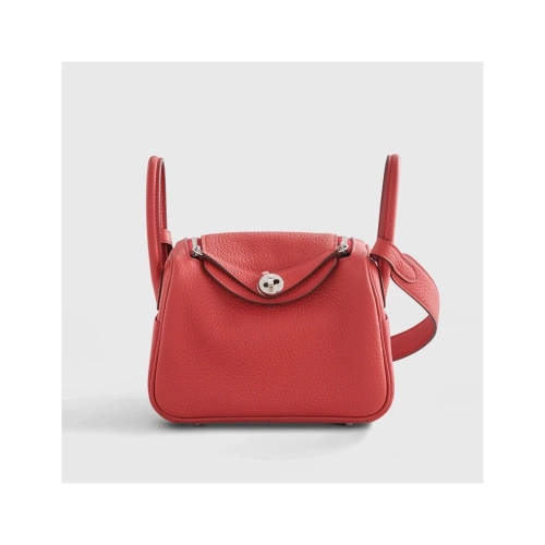 Hermes Lindy 20 Clemence Vermillon Palladium Hardware,Hermes,BAGS