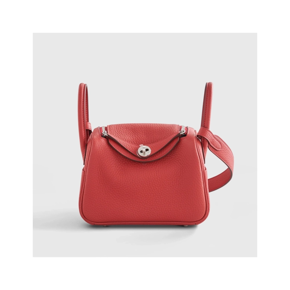 Hermes Lindy 20 Clemence Vermillon Palladium Hardware,Hermes,BAGS