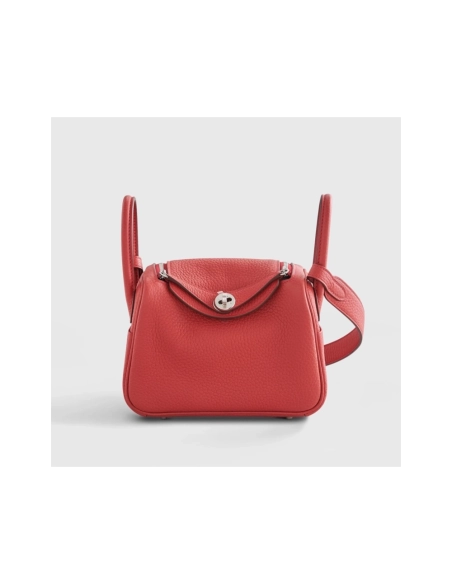 Hermes Lindy 20 Clemence Vermillon Palladium Hardware,Hermes,BAGS