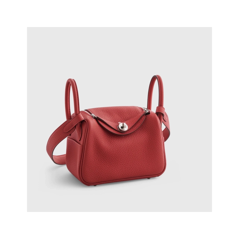 Hermes Lindy 20 Clemence Vermillon Palladium Hardware,Hermes,BAGS