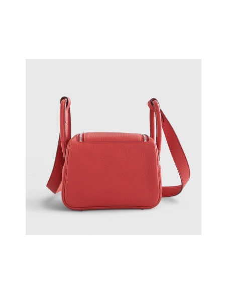Hermes Lindy 20 Clemence Vermillon Palladium Hardware,Hermes,BAGS