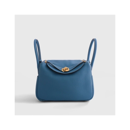 Hermes Lindy 26 Clemence New Blue Jean Gold Hardware,Hermes,BAGS