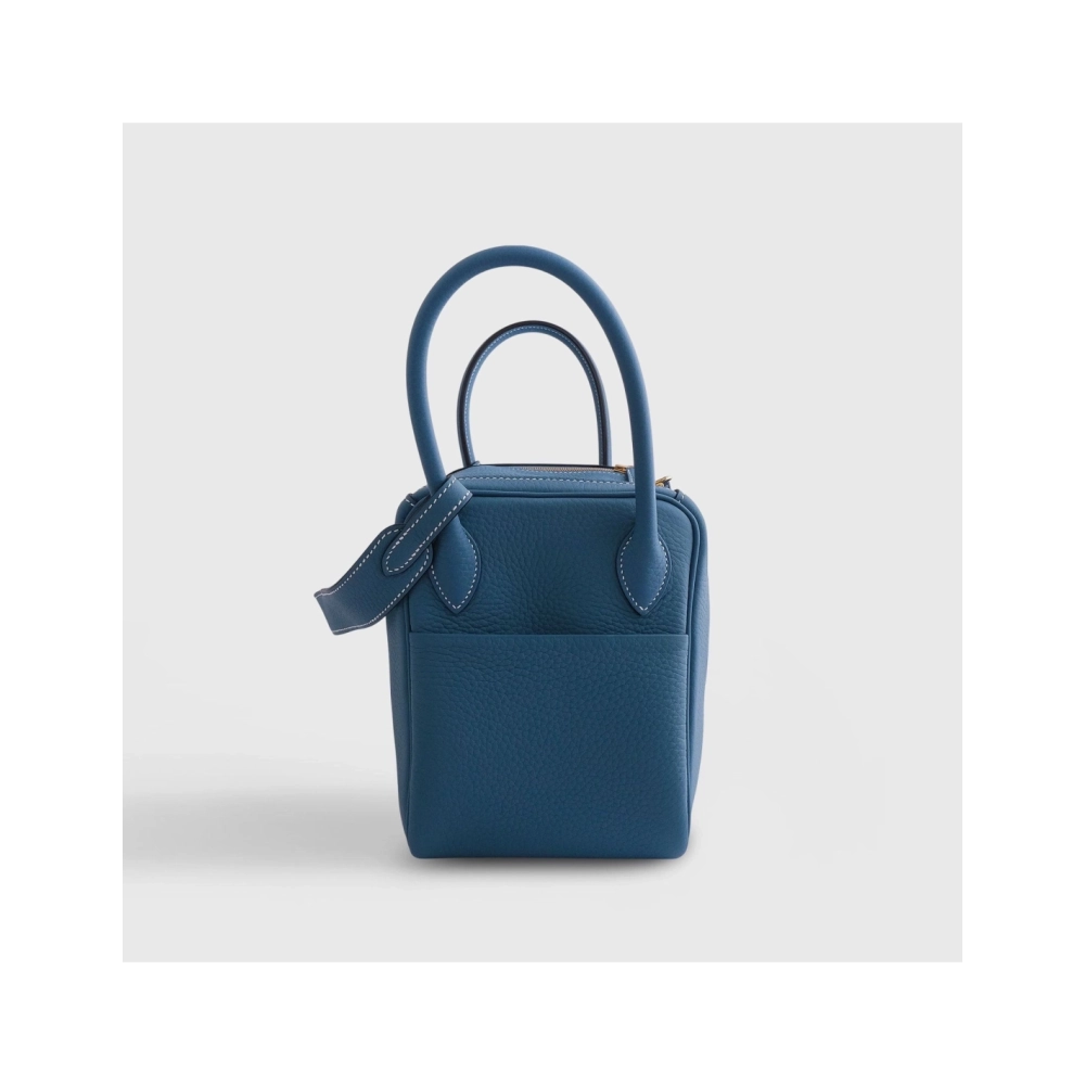 Hermes Lindy 26 Clemence New Blue Jean Gold Hardware,Hermes,BAGS