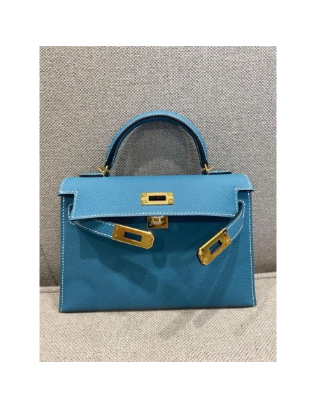 Hermes Mini Kelly Bleu Jean Epsom Gold Hardware,Hermes,BAGS