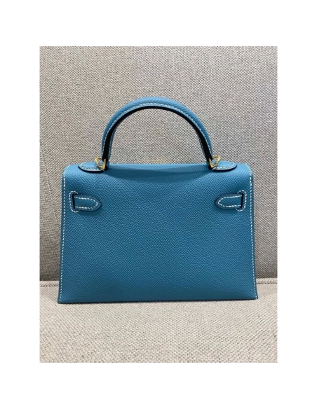 Hermes Mini Kelly Bleu Jean Epsom Gold Hardware,Hermes,BAGS